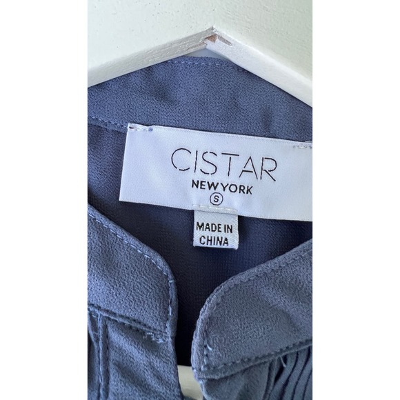 Cistar New York Blouse Ruffles Smocked Waist Balloon Sleeves Pleated Blueberry S - Picture 13 of 17